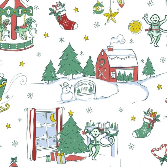 NEW! ROLLER RABBIT Snow Village 2025 Christmas Holiday Monkey Polo Pajamas - Picture 4 of 5